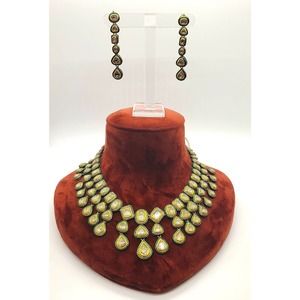 18K Gold Uncut Diamond Polki Necklace set